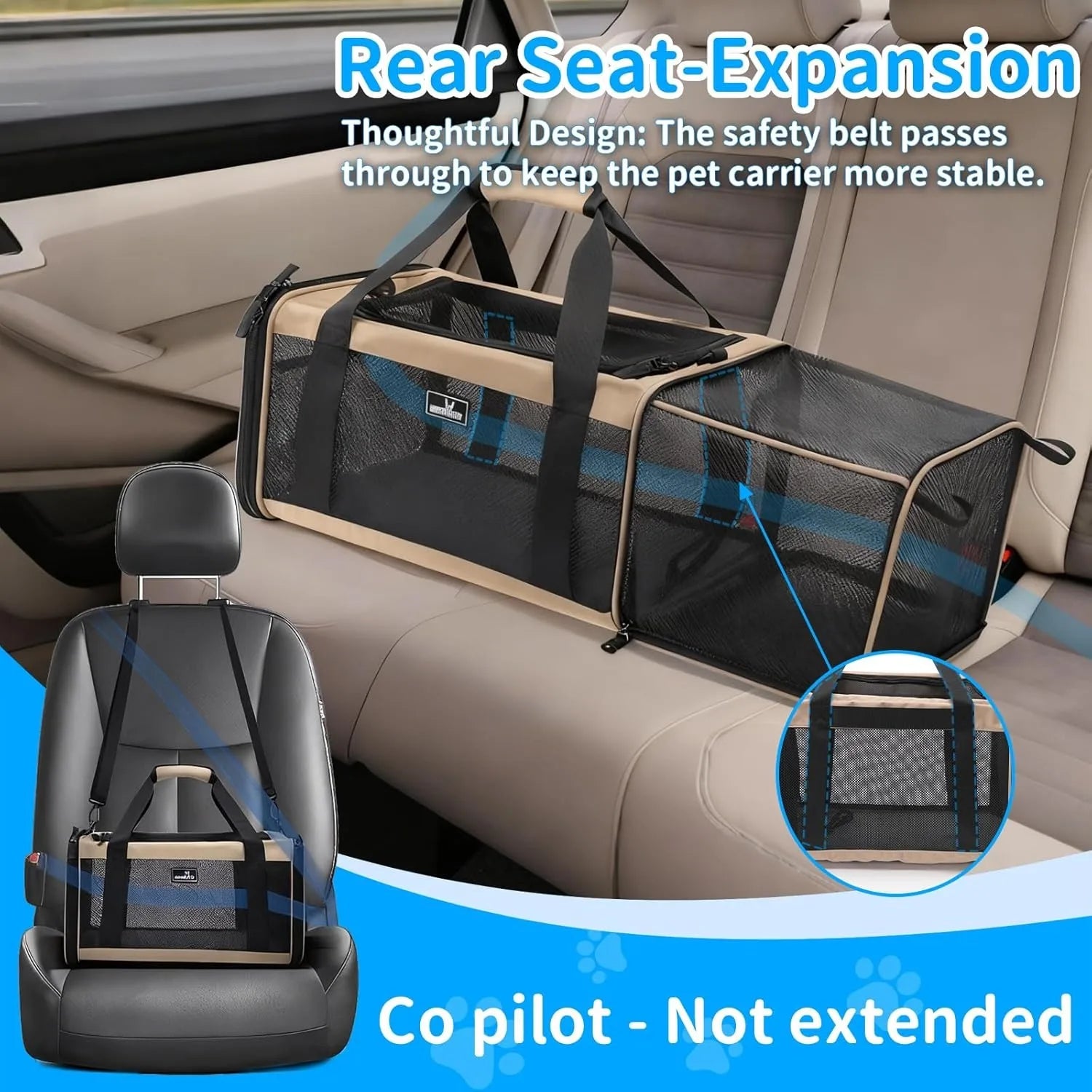 Pack-Paws Expandable 600D Oxford Pet Carrier