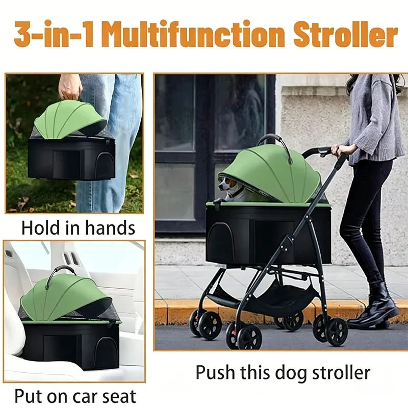 Pack-Paws 3-in-1 Compact Dog Car Stroller