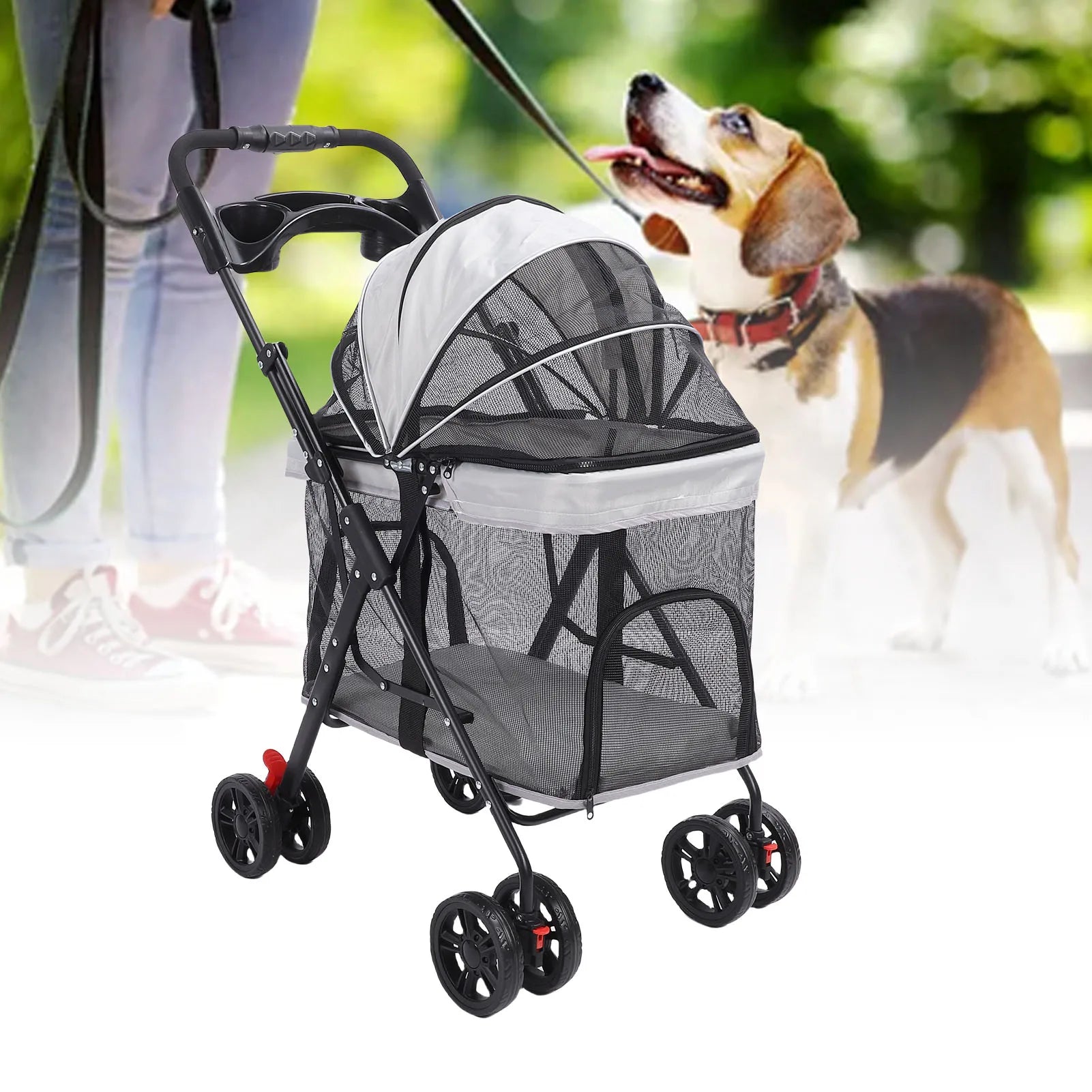Pack-Paws Four-Wheel One-Click Folding Dog Wagon