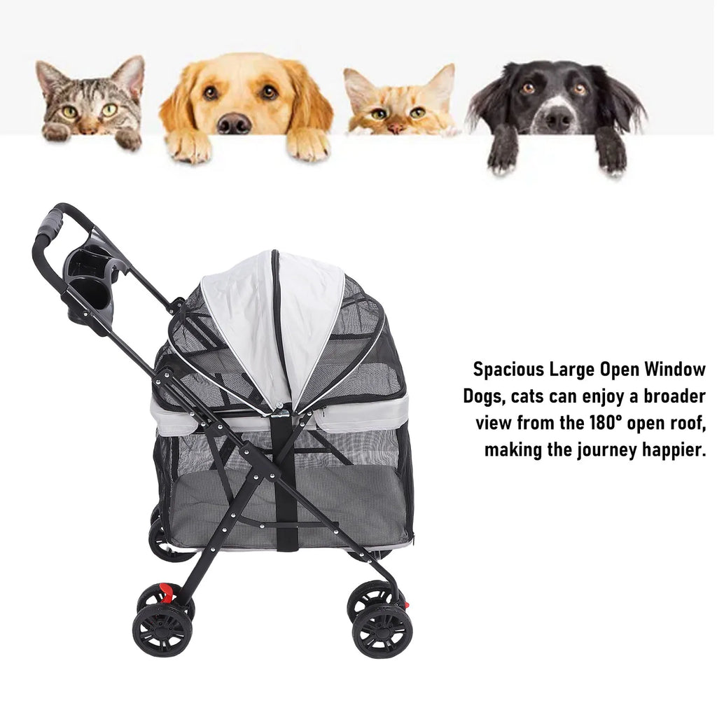 Pack-Paws Four-Wheel One-Click Folding Dog Wagon