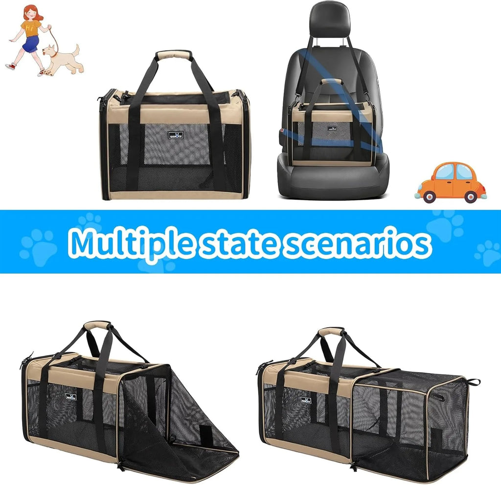 Pack-Paws Expandable 600D Oxford Pet Carrier