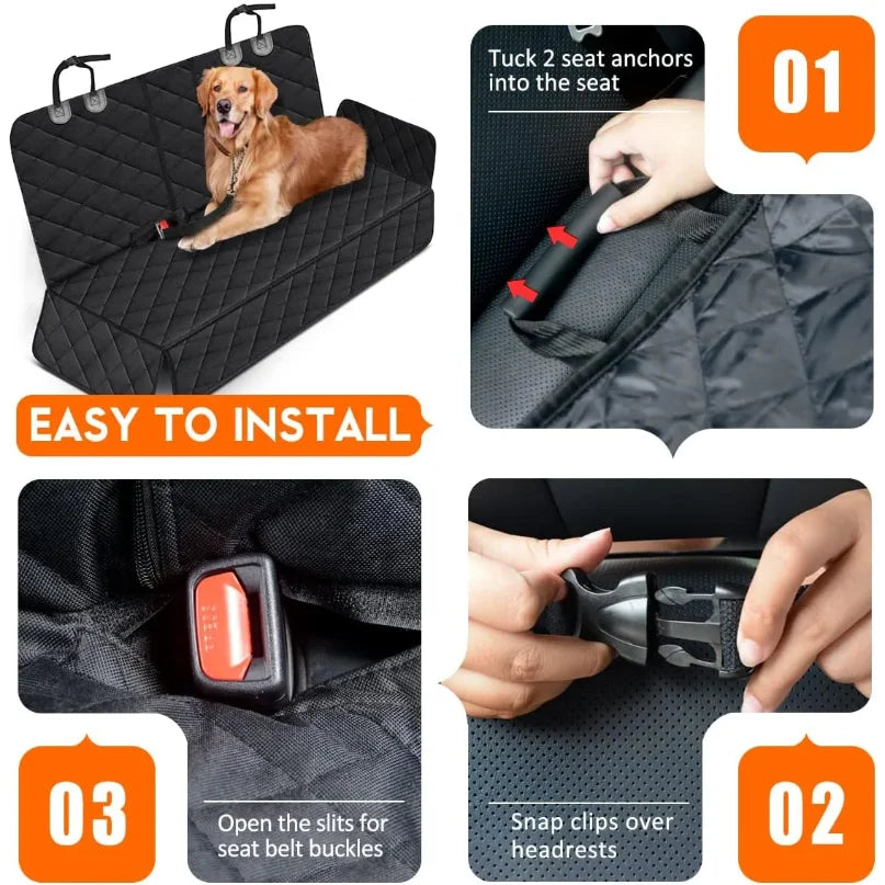 Pack-Paws Non-Slip Dog Car Cushion with Leash
