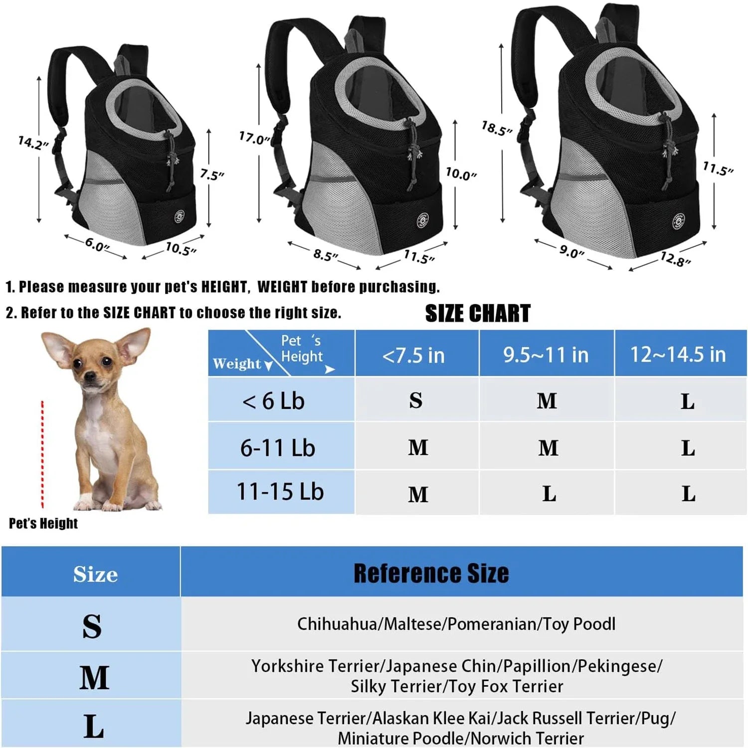 Pack-Paws Hands-Free Dog Front Carrier Backpack