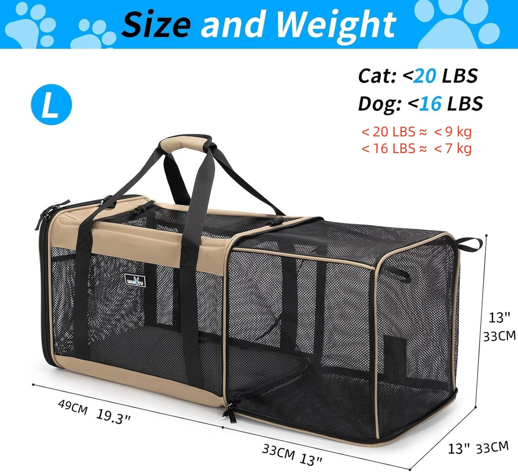Pack-Paws Expandable 600D Oxford Pet Carrier