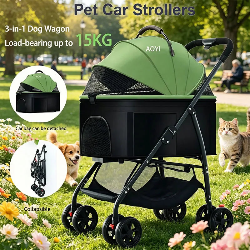 Pack-Paws 3-in-1 Compact Dog Car Stroller