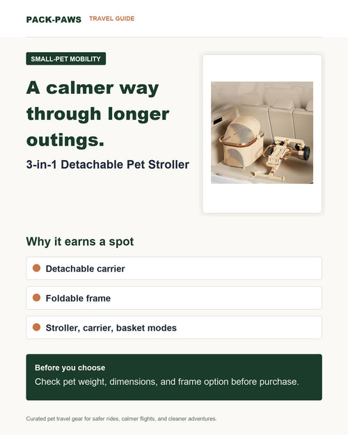 Pack-Paws travel guide card for 3-in-1 detachable pet stroller
